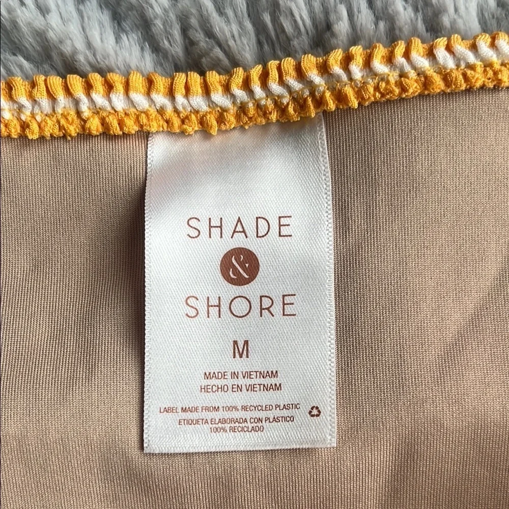 SHADE & SHORE Yellow White Striped crinkle highwaisted Bikini cheeky Bottom M
